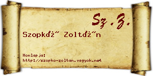 Szopkó Zoltán névjegykártya